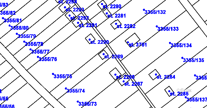 Parcela st. 2289 v KÚ Otrokovice, Katastrální mapa