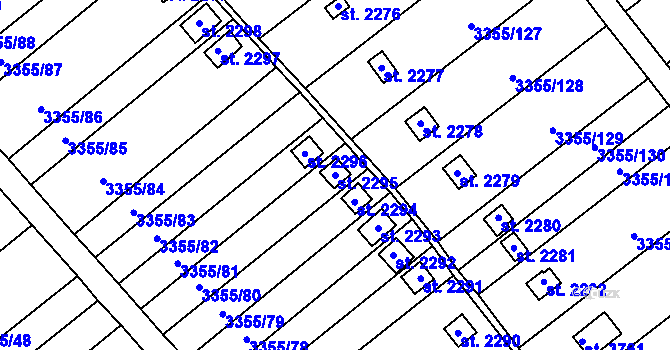 Parcela st. 2295 v KÚ Otrokovice, Katastrální mapa