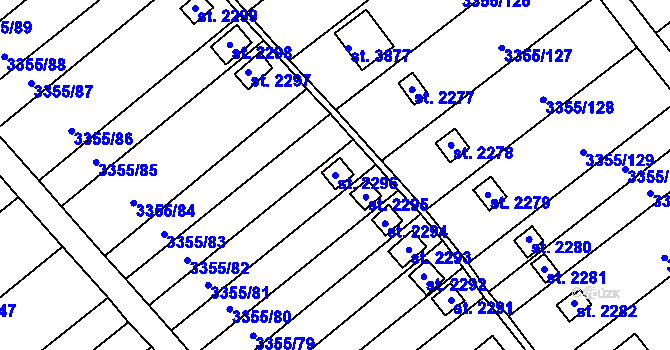 Parcela st. 2296 v KÚ Otrokovice, Katastrální mapa
