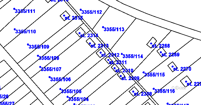 Parcela st. 2312 v KÚ Otrokovice, Katastrální mapa