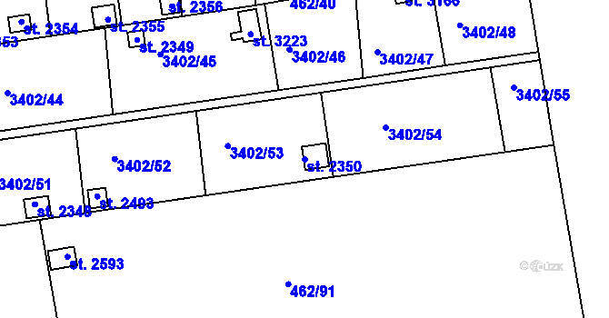 Parcela st. 2350 v KÚ Otrokovice, Katastrální mapa