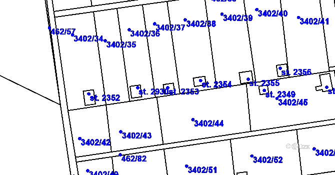 Parcela st. 2353 v KÚ Otrokovice, Katastrální mapa