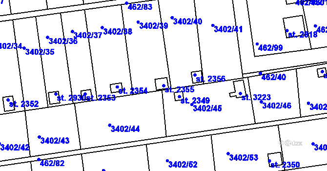 Parcela st. 2355 v KÚ Otrokovice, Katastrální mapa