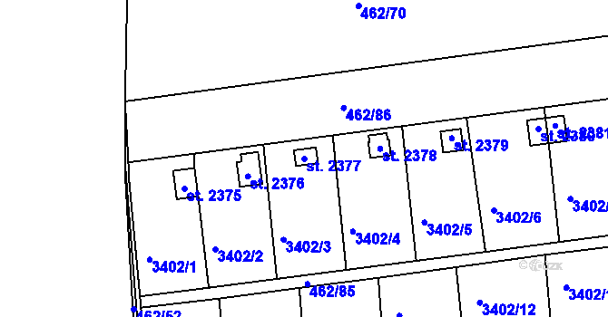 Parcela st. 2377 v KÚ Otrokovice, Katastrální mapa