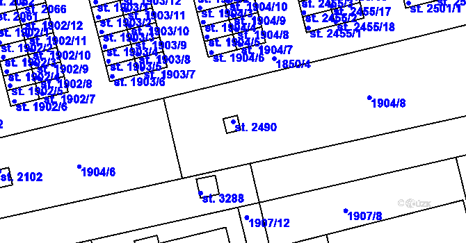 Parcela st. 2490 v KÚ Otrokovice, Katastrální mapa