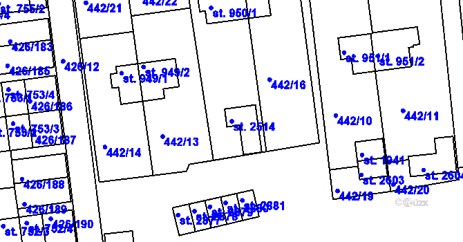 Parcela st. 2514 v KÚ Otrokovice, Katastrální mapa