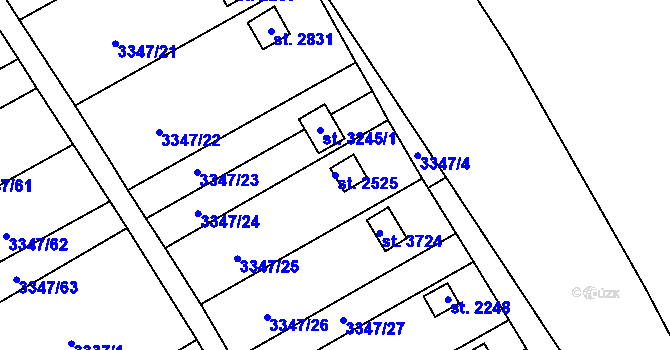 Parcela st. 2525 v KÚ Otrokovice, Katastrální mapa