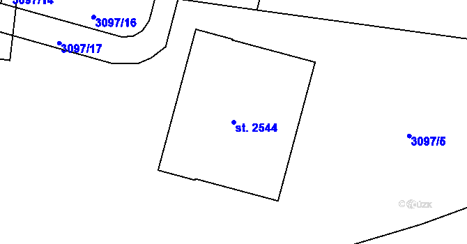 Parcela st. 2544 v KÚ Otrokovice, Katastrální mapa