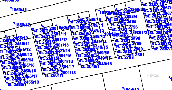 Parcela st. 2549/15 v KÚ Otrokovice, Katastrální mapa