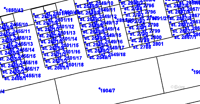 Parcela st. 2549/18 v KÚ Otrokovice, Katastrální mapa