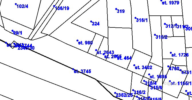 Parcela st. 2643 v KÚ Otrokovice, Katastrální mapa