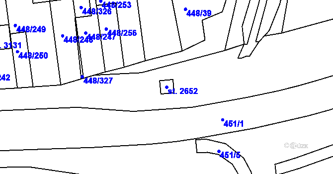 Parcela st. 2652 v KÚ Otrokovice, Katastrální mapa