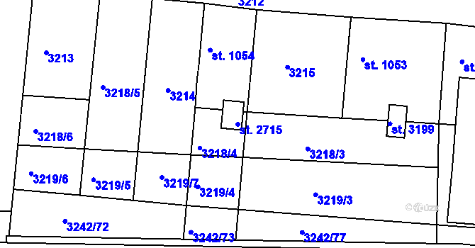 Parcela st. 2715 v KÚ Otrokovice, Katastrální mapa