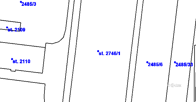 Parcela st. 2746/1 v KÚ Otrokovice, Katastrální mapa