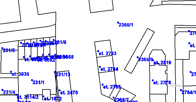 Parcela st. 2783 v KÚ Otrokovice, Katastrální mapa