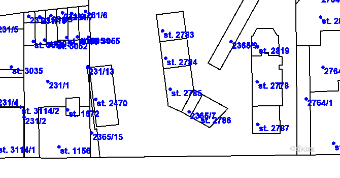 Parcela st. 2785 v KÚ Otrokovice, Katastrální mapa