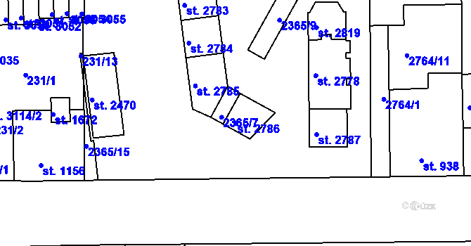 Parcela st. 2786 v KÚ Otrokovice, Katastrální mapa