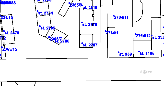 Parcela st. 2787 v KÚ Otrokovice, Katastrální mapa