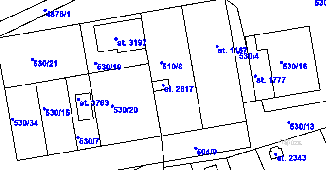 Parcela st. 2817 v KÚ Otrokovice, Katastrální mapa