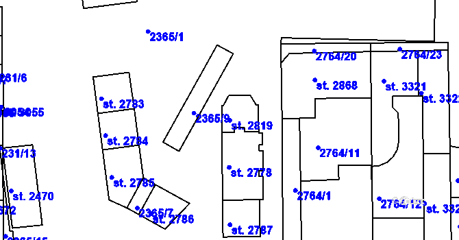 Parcela st. 2819 v KÚ Otrokovice, Katastrální mapa