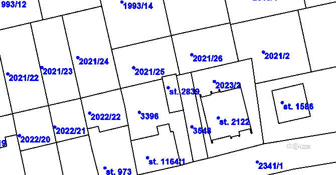 Parcela st. 2839 v KÚ Otrokovice, Katastrální mapa