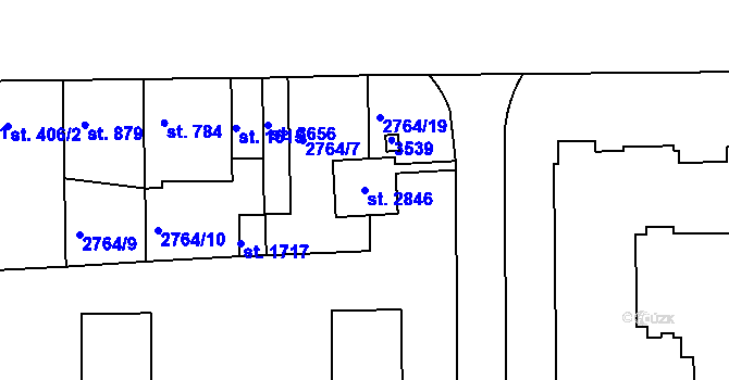 Parcela st. 2846 v KÚ Otrokovice, Katastrální mapa