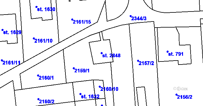 Parcela st. 2848 v KÚ Otrokovice, Katastrální mapa