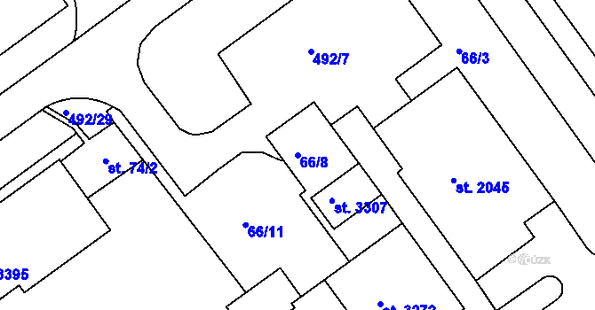 Parcela st. 66/8 v KÚ Otrokovice, Katastrální mapa