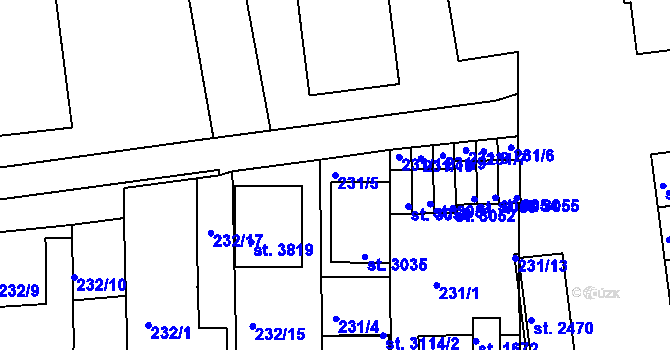 Parcela st. 231/5 v KÚ Otrokovice, Katastrální mapa