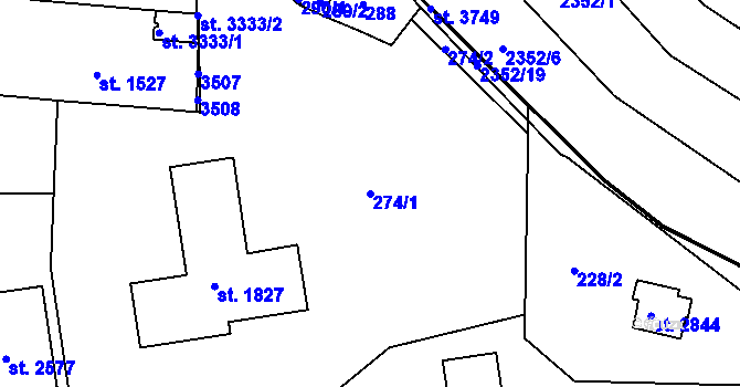 Parcela st. 274/1 v KÚ Otrokovice, Katastrální mapa