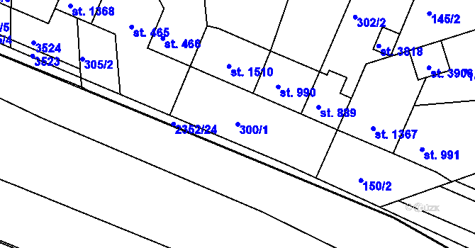 Parcela st. 300/1 v KÚ Otrokovice, Katastrální mapa