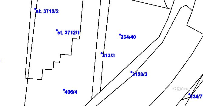 Parcela st. 413/3 v KÚ Otrokovice, Katastrální mapa