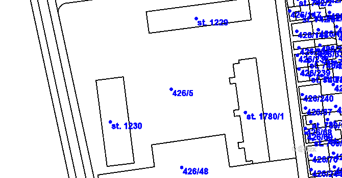 Parcela st. 426/5 v KÚ Otrokovice, Katastrální mapa