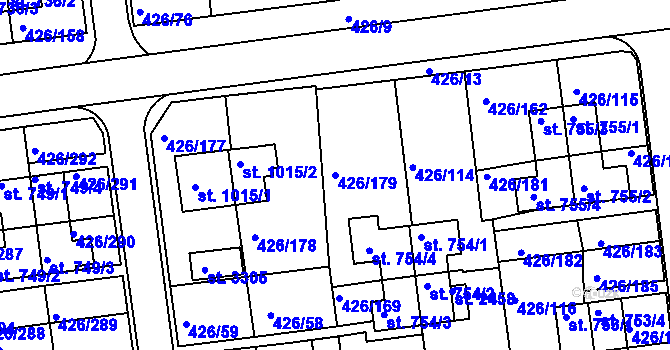 Parcela st. 426/179 v KÚ Otrokovice, Katastrální mapa