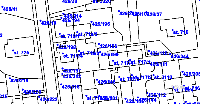 Parcela st. 426/199 v KÚ Otrokovice, Katastrální mapa