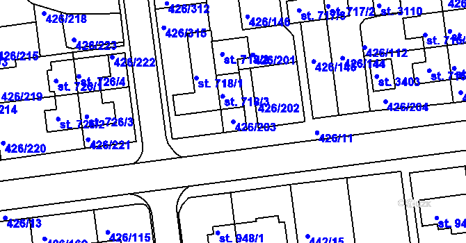 Parcela st. 426/203 v KÚ Otrokovice, Katastrální mapa