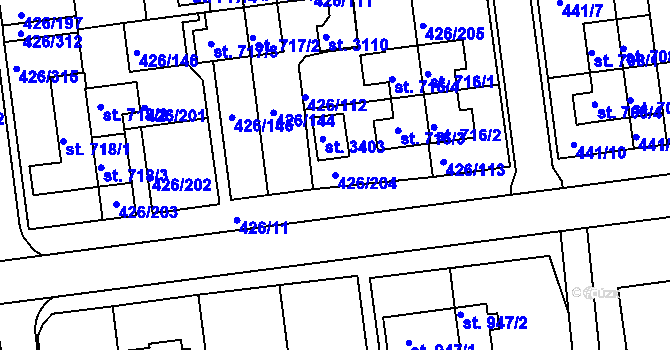 Parcela st. 426/204 v KÚ Otrokovice, Katastrální mapa