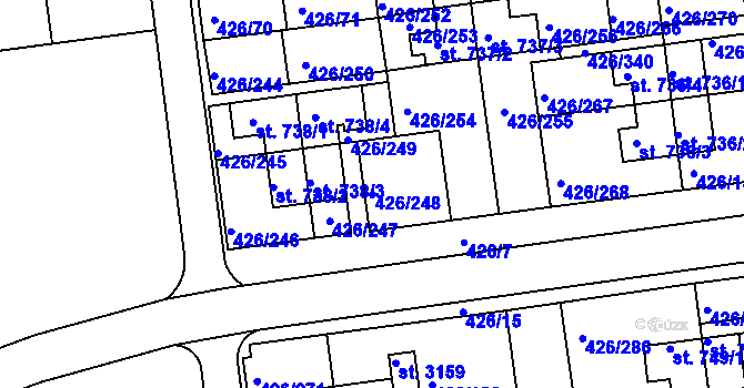 Parcela st. 426/248 v KÚ Otrokovice, Katastrální mapa