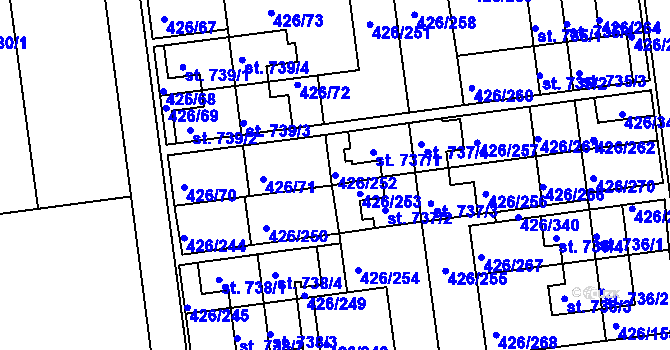 Parcela st. 426/252 v KÚ Otrokovice, Katastrální mapa