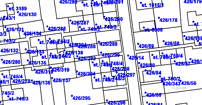 Parcela st. 426/299 v KÚ Otrokovice, Katastrální mapa