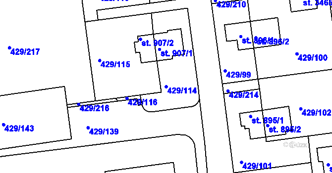 Parcela st. 429/114 v KÚ Otrokovice, Katastrální mapa