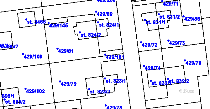 Parcela st. 429/181 v KÚ Otrokovice, Katastrální mapa