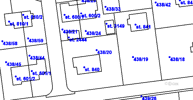 Parcela st. 438/20 v KÚ Otrokovice, Katastrální mapa