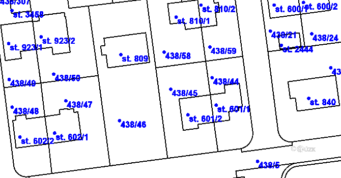 Parcela st. 438/45 v KÚ Otrokovice, Katastrální mapa