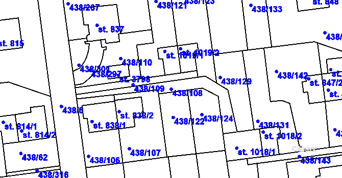 Parcela st. 438/108 v KÚ Otrokovice, Katastrální mapa