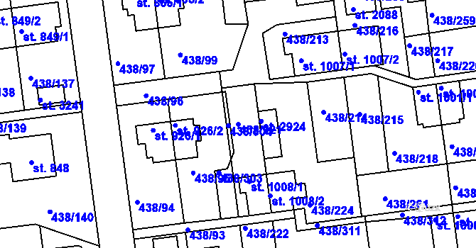 Parcela st. 438/221 v KÚ Otrokovice, Katastrální mapa