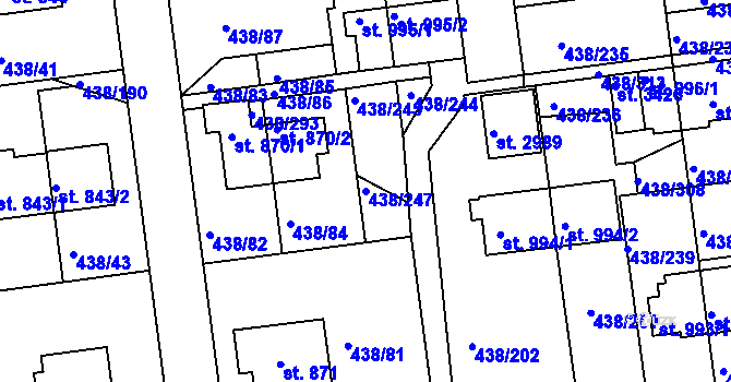 Parcela st. 438/247 v KÚ Otrokovice, Katastrální mapa