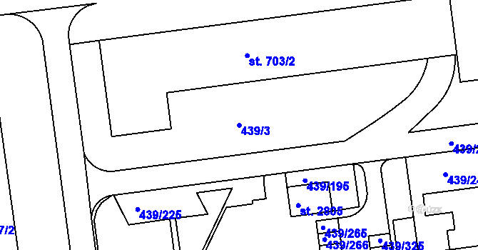 Parcela st. 439/3 v KÚ Otrokovice, Katastrální mapa