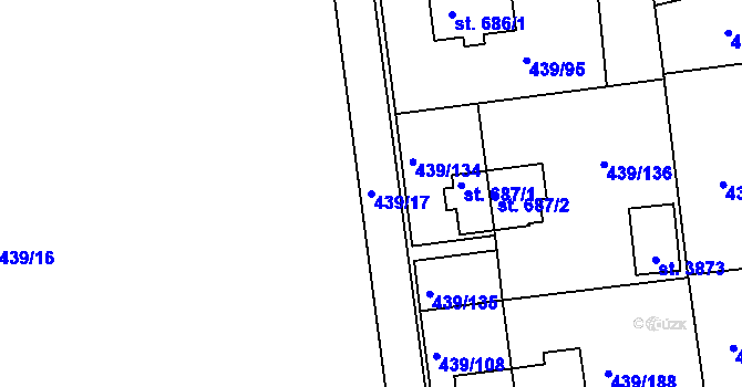 Parcela st. 439/17 v KÚ Otrokovice, Katastrální mapa