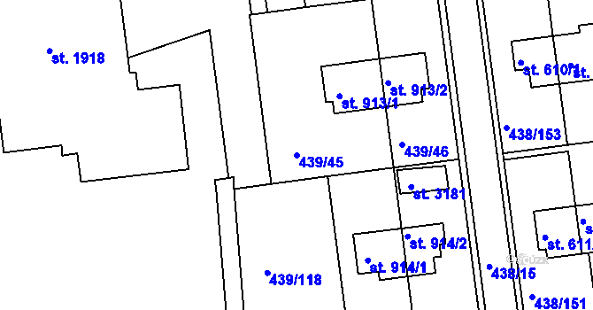 Parcela st. 439/45 v KÚ Otrokovice, Katastrální mapa